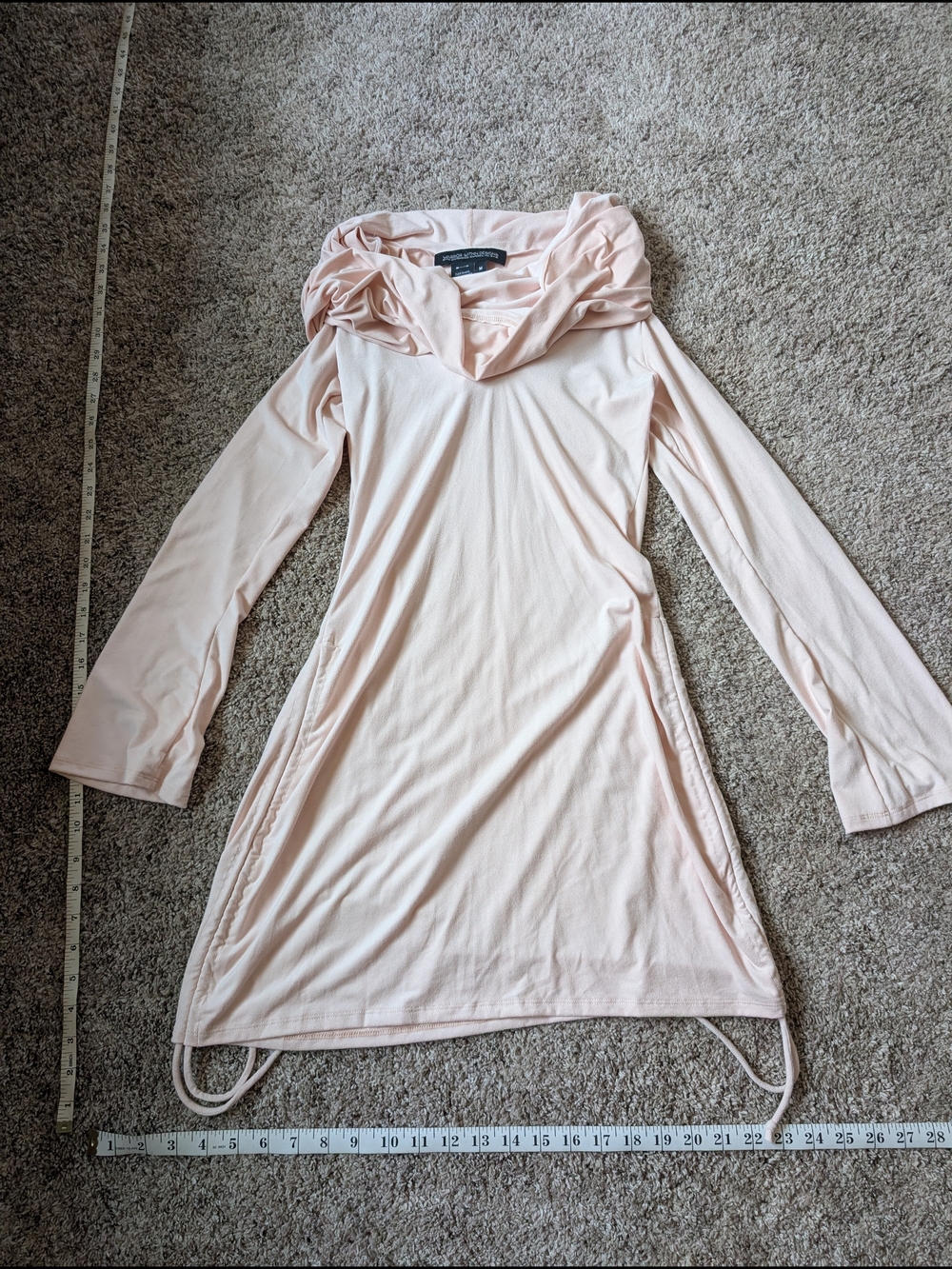Women’s Blush Pink Long-Sleeve Cowl Neck Dress